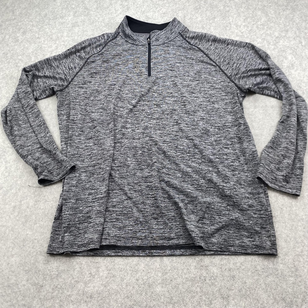 Under Armour HeatGear Pullover Mens XL Gray 1/4 Zip Long Sleeve Shirt Athletic